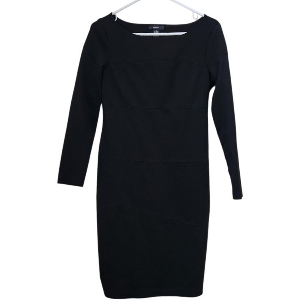 Alfani Black Long Sleeve Boat Neck Sheath Dress Size 4 F32